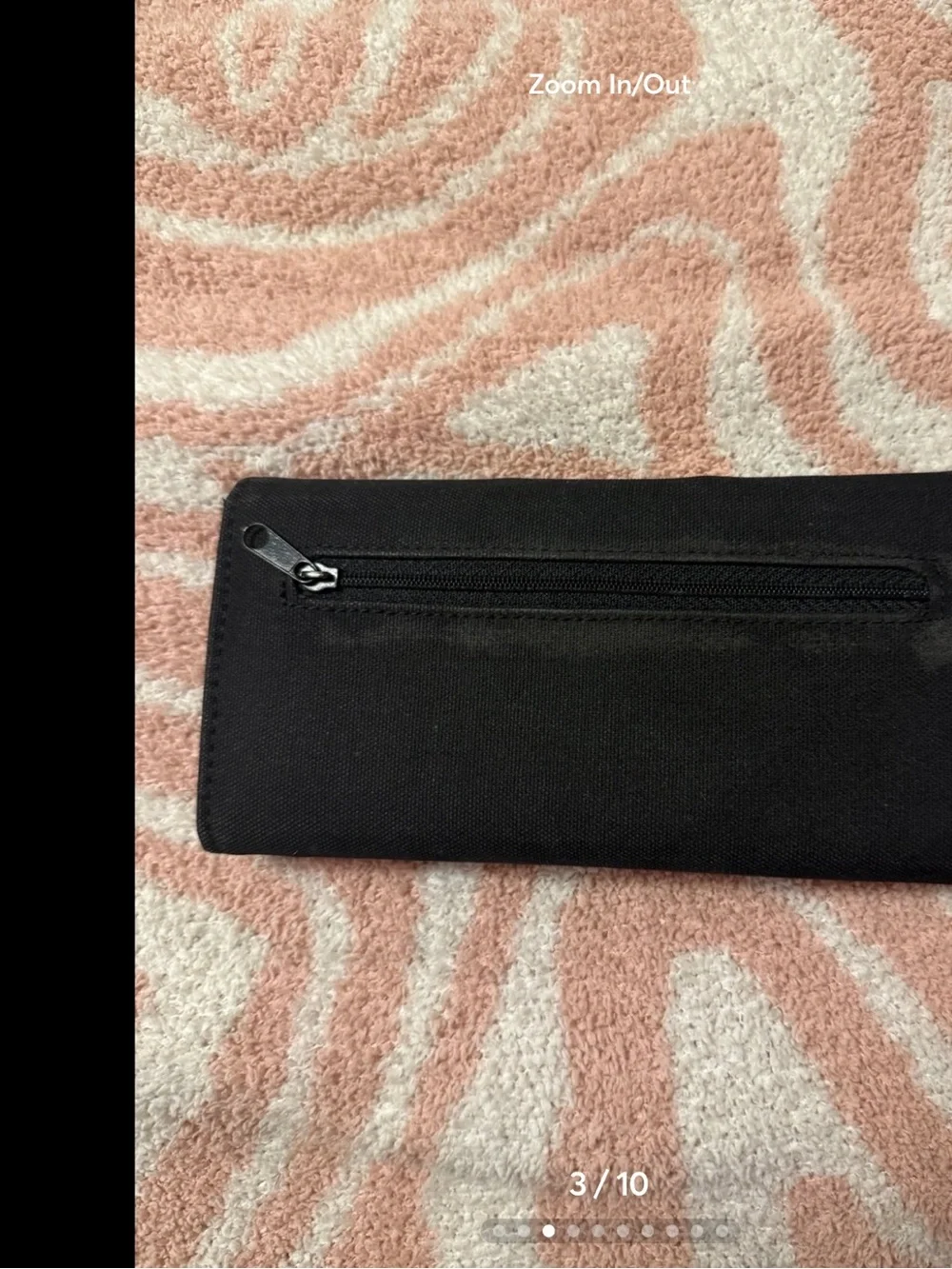 Kate Spade Rare Black Embroidered Women & Dog Card Holder with Pink Striped Tote